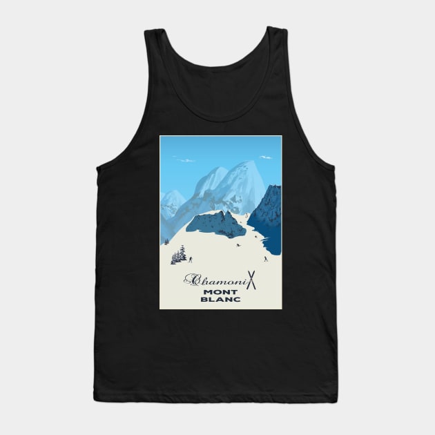 Mont Blanc, Chamonix, Travel Poster Tank Top by BokeeLee